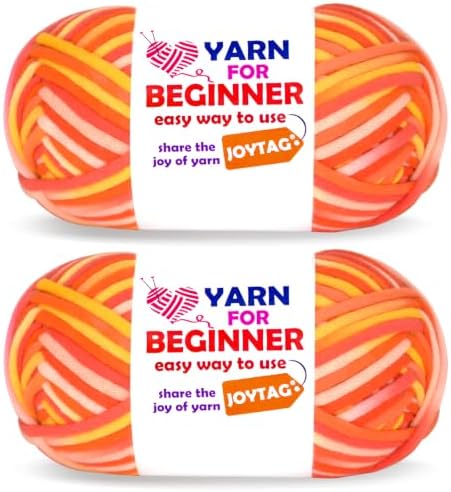 2 * 50g Rainbow Beginner Crochet Yarn for Crocheting and Knitting Multicolor Cotton Crochet Yarn for Beginners(Golden Sunshine)