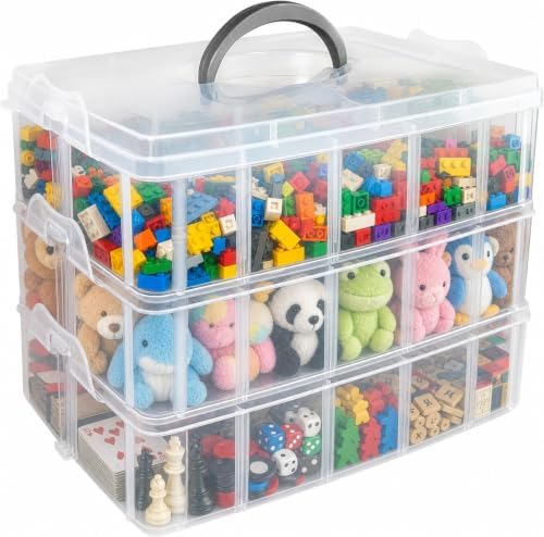 Guyuyii 3-Tier Stackable Bead Organizer with Handle & Adjustable Dividers