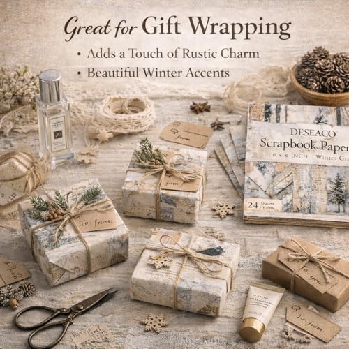 Scrapbook Paper Pad, 6x6 Inch, Single-Sided Decorative Craft Paper, 24 Sheets for Scrapbooking, Cardmaking & DIY Crafts - Winter Gray