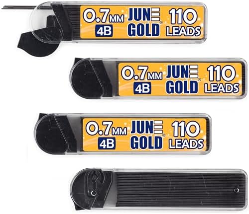 June Gold 0.7 mm, 440 Lead Refills, 4B, 4 Dispensers/w 110 Pieces Each