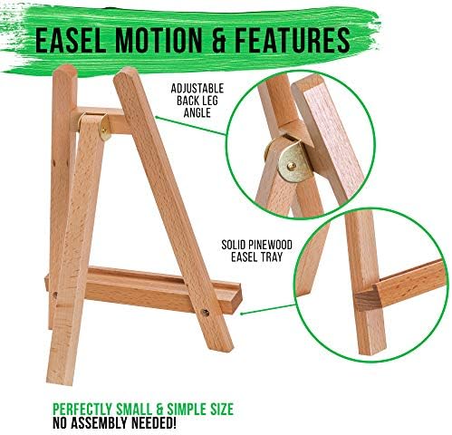 U.S. Art Supply 10.5" Small Wooden Tabletop Easel for Painting | Display Stand - A-Frame Table Top Easel, Canvas Holder