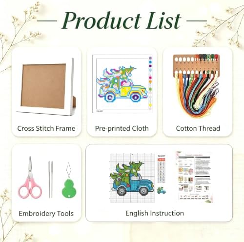 Christmas Counted Cross Stitch Kits for Adults,Beginner Stamped Crossstitch