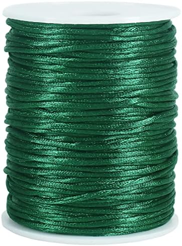Tenn Well 295ft 2mm Satin Nylon Cord Silky Rattail Dark Green for Crafts