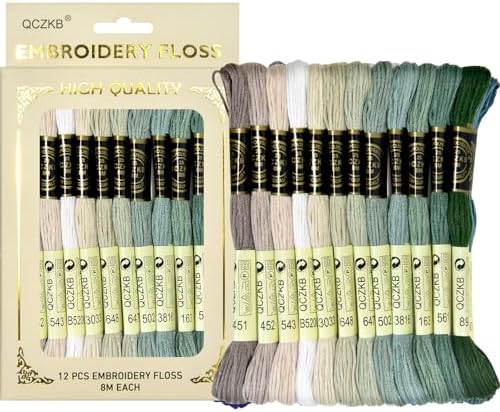 Premium Rainbow Color Embroidery Floss - Cross Stitch Threads - Friendship Bracelets Floss - Crafts Floss - 12 Skeins Per Pack Embroidery Floss,Earth Tone Brown-Green