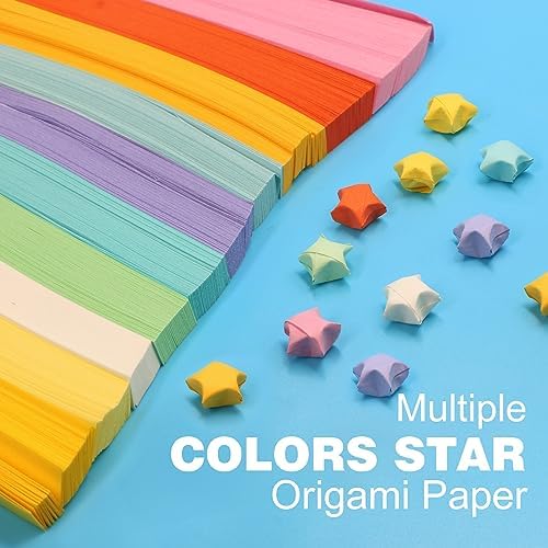FoDau770 Solid Color Star Paper Strips - 1080 Sheet, 10 Colors