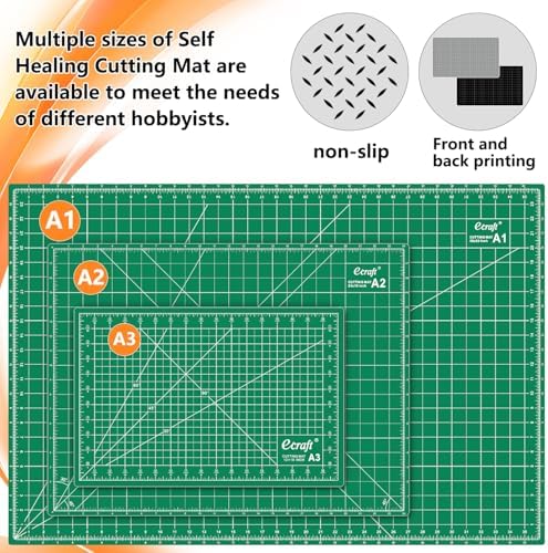 Ecraft 2-Pack 24"x36" Self-Healing Sewing Mat: Large Double-Sided Green 5-Ply Hobby Mat, A1 Rotary Cutting Mat for Sewing, Quilting & Fabric Crafts