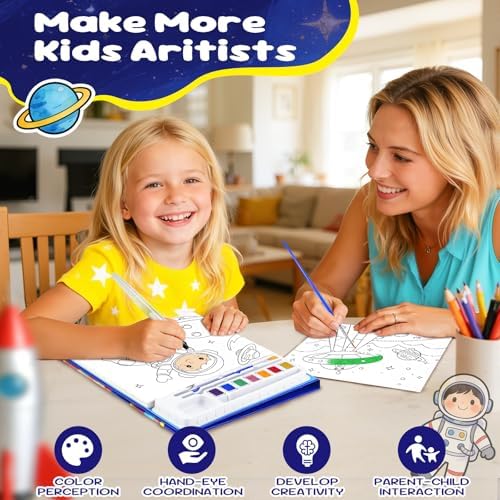 CHICAUP Paint with Water Coloring Books for Kids, Watercolor Paint Set Painting Activity for Kids Ages 3-5 4-8, Arts Crafts Drawing Gift Toy for Boy Girl (Dark Blue)