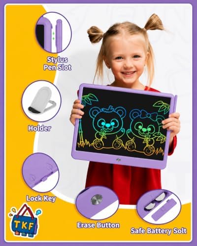 TEKFUN LCD Writing Tablet for Kids, Toys for Boys & Girls Ages 3-10, Drawing Tablet for Kids, Birthday Christmas for Boys & Girls Ages 3-10 (Purple)