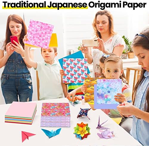 Lincia 840 Sheets Origami Paper Kit 20 Colors 6 x 6 Inch Colorful Folding Japanese Washi Origami Cherry Blossom Paper Double Sided Square Sheets Book for Beginners Adults Kids(840 Sheets)