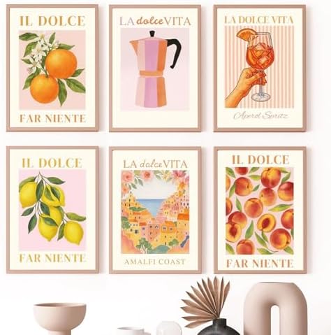 YALKIN 6 Pack Paint by Numbers for Adults, 8x12 Inch Italian Summer Retro DIY Acrylic Painting by Number Kits for Beginners, Canvas Art Crafts with Brushes & Paints for Relaxing Home Wall Decor Gift