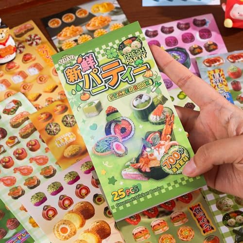 Girl's Japanese Retro Sticker Book, Food and Daily Life Theme - 700+ Cute Old Showa Style Foodie Stickers, for DIY Scrapbooking Journaling Handbook Decoration
