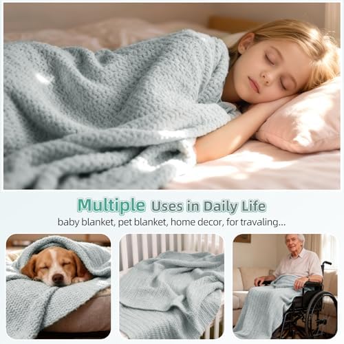 Aeelike Crochet Blanket Kit for Beginners, Easy Soft Crochet Kit, Grey