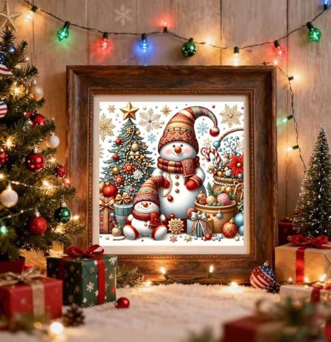 Xylogist Christmas Snowman Diamond Art Kits for Adults 14x14Inch