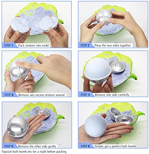 Bath Bomb Mold Set with Soap Colorant, Shrink Wrap Bags - Skin Safe Food Grade Soap Dye for Bath Bomb Making Supplies Kit - Liquid Dye for CP M&P Soap Coloring, Crafts - with Instructions Adult Hobby