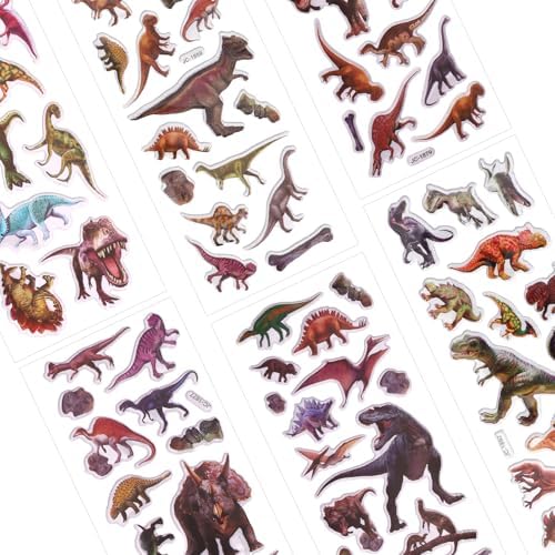 20 Sheets Puffy 3D Kids Dinosaur Stickers Cartoon & Real Dinosaur Sticker | Adorable Animal Themed Party Supplies for Journal Water Bottle Scrapbooking Laptop Classroom DIY Craft Decoration