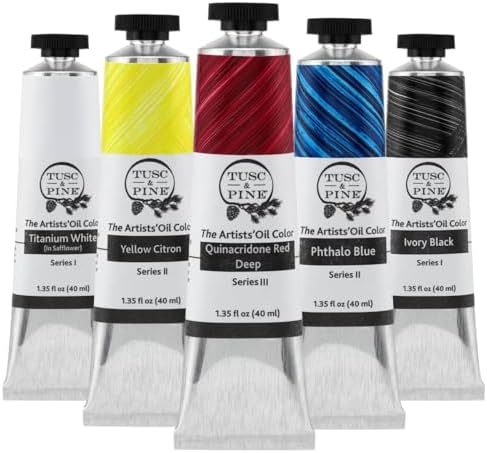 Tusc & Pine Artist Oil Paint - 40 ml Set of 5 - Mixing Colors - Non-Yellowing, Rich & Creamy Consistency, Maximum Pigment Load, Small Batch Milled Oil Paints Developed for Professional Artists