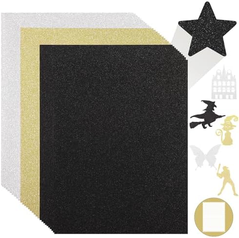 30 Sheets Mixed Color Glitter Cardstock 92lb Thick Sparkle Paper 8.5" x 11"