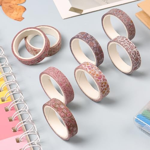 8 Rolls Washi Tape Set 10 mm Floral Washi Tape Set