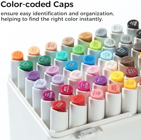 Ohuhu Alcohol Markers Fine& Slim Broad 60 Colors for Adult Beginners Artist