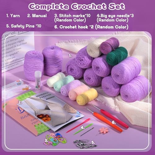 Pnytty Crochet Tote Bag Kit for Beginners, Crochet Starter Kit for Adults