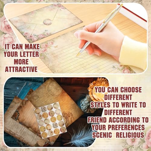 TaoBary 160 Pcs Lace Edged Scrapbook Stationery Paper and Envelopes Set