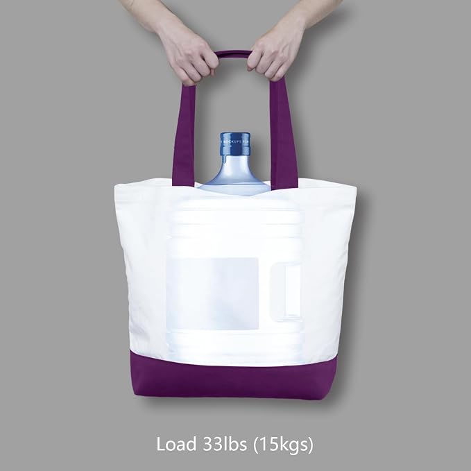 TOPDesign 3-Pack Super Strong Large 12oz Cotton Canvas Tote Bags, Reusable Grocery Shopping Cloth Bags, Fashionable Two-Tone Totes for Crafts, DIY Your Creative Designs