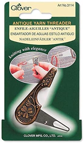 Clover Antique Yarn Threader-, 5.1" Height, 2.8" Length x 0.5" Width, Brown