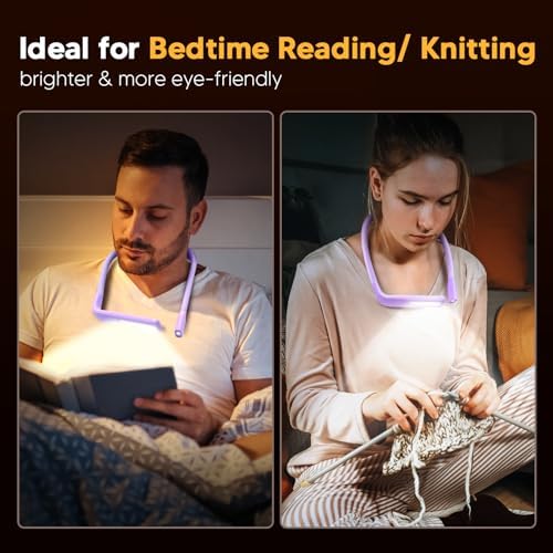 Reading Lights for Books in Bed, 3 Colors Dimmable Neck Light