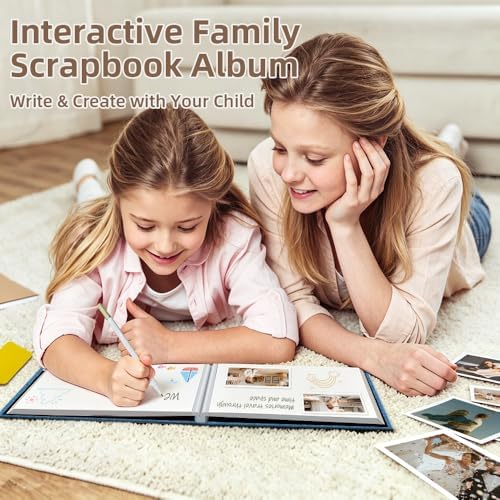 Popotop Photo Album Self Adhesive Scrapbook Album for 4x6 5x7 8x10 Pictures DIY Photo Book as Scrapbooking Supplies Kits, Birthday Gifts for Women Mom Wedding Baby Family Travel