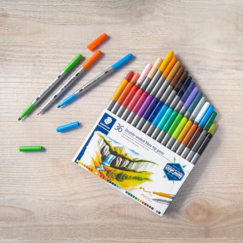 Staedtler Double Ended Markers, Assorted Bullet Tips, Assorted Colors, 36/Pack