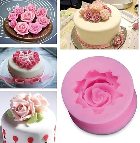 4pcs Rose Flower Combo Fondant Silicone Cake Sugarcraft Molds Handmade 3D Cavity Flower Cake Resin Mold Crafting Candy Chocolate Cupcake Kitchen Baking Tools
