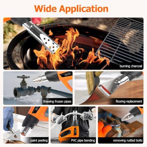 1800W Heat Gun for DIYers, Crafters & Electronics Repair – 140°F~1112°F Variable Temp, 1.5s Fast Heat, 5 Nozzles, 2 Scrapers, Overheat Protection, Hands-Free Stand | Shrink Tube, Resin, Vinyl Wrap