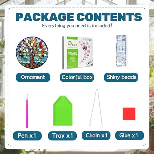 CRZMODE Tree of Life Diamond Art Hanging Kit for Adults, Tree Pendant Diamonds Painting Art Kit, Special Crystal Diamond Art Painting Pendant Ornament, Craft Gift for Women Home Window Decor