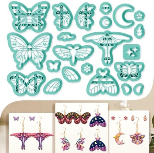 beinkmake 22Pcs Butterfly Polymer Clay Cutters Boho Clay Earrings Cutters