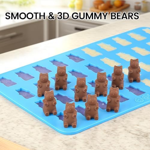 Gummy Molds Bear Candy Silicone - Mini Size Chocolate Gummy Molds with 2 Droppers Nonstick Food Grade Silicone Molds Pack of 4