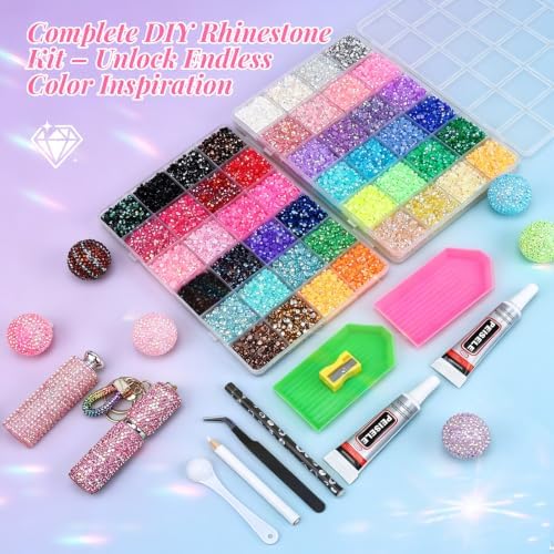 48000Pcs Resin Jelly Rhinestones, 48 Colors 3mm Bedazzling kit