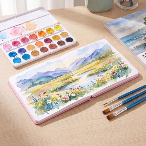 5.5in Watercolor Sketchbook Journal Square Watercolor Notebook Pink