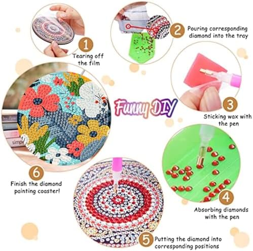 8 Pack Diamond Art Coasters,Wildflowers Diamond Painting Coasters Kits
