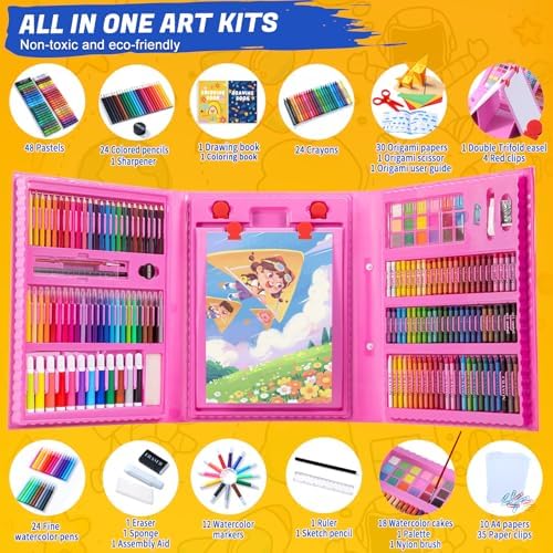 All in One Art Supplies Include Drawing Kit, Origami & Paper-Cutting Crafts