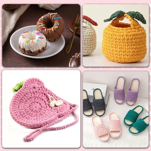 2 PCS 800g T-Shirt Yarn Elastic Fabric Crochet for DIY Knitting, 260 Yards Spaghetti Thick Knitting Yarn for Hand DIY Bag Basket Cushion Crocheting Projects,Home Decor（Brown）
