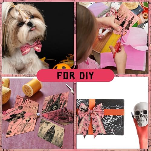 HunnmingRe 20 Pcs 10''x10'' Vintage Pink Halloween Quilting Fabric Squares