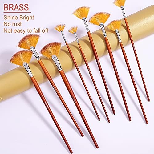 Fan Paint Brush Set, 9PCS Nylon Fan Brushes for Acrylic, Oil & Watercolor