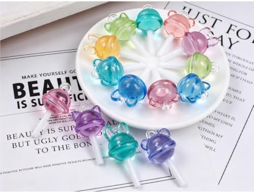 3D Cartoon Animal Lollipop Shaker Silicone Molds,4 Pack Cute Bear Cat Candy Resin Casting Mold with Hanging Hole, Keychain Pendant Jewelry Making Tool for Epoxy UV Resin Art