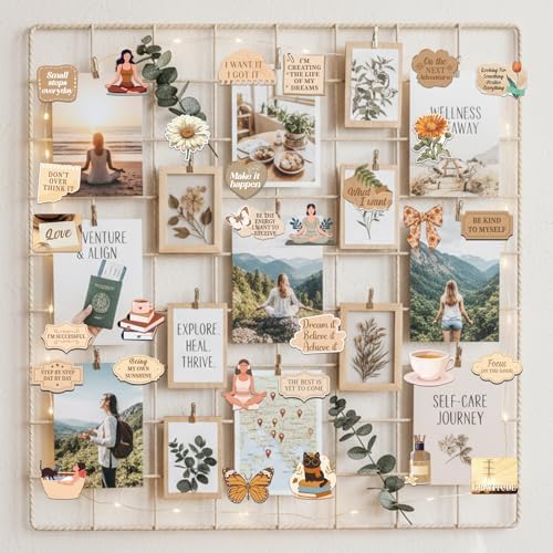 Brown Vision Board Stickers - 50 Pcs Travel Inspirational Planner Supplies Kit for Adults Women Motivational Aesthetic Mental Health Waterproof Decals for Book Scrapbook Journaling Keyboard