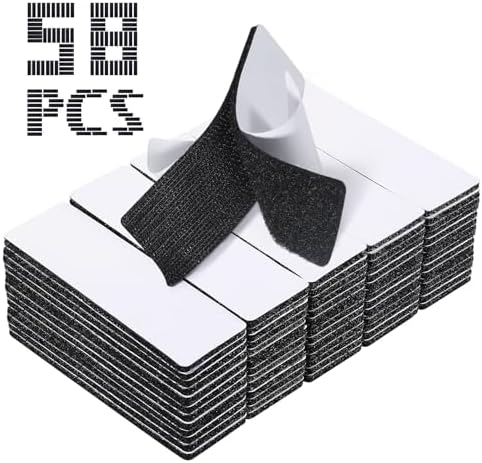 58 Sets - 1x4 inch Square Hook and Loop Tapes, Fabrics Nylon, Black