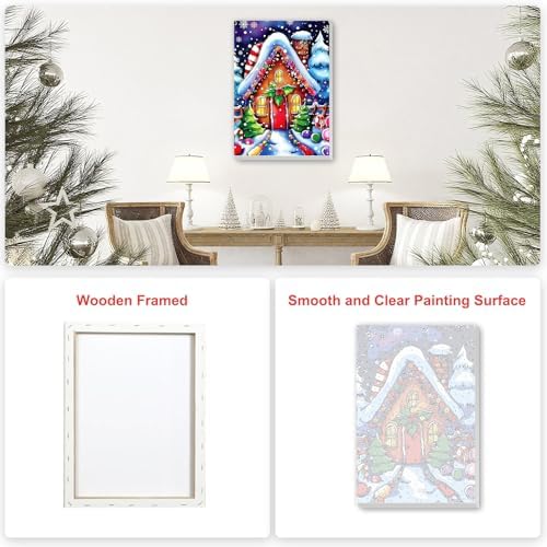 SENQAO Christmas Paint by Numbers for Adults Beginners Framed, Candy House Adults' Paint-by-Number Kits, Adult Paint by Number Kits on Canvas, Acrylic Number Painting for Home Decor, 8x12inch