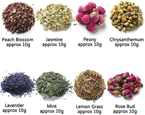 Dried Flowers, Soap Making of Dry Flower, Soap Herbal Bath Set for DIY Lip Gloss,Soap, Candle Making,Including Rose Buds, Lavender, Jasmine, Chrysanthemum, Lemongrass, Mint, Peony, Peach Blossom