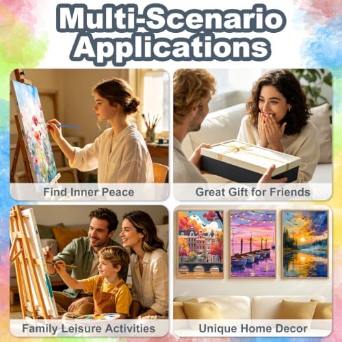Kalonyth Flowers Framed Paint by Numbers Kit for Adults Beginner 10x10 inch