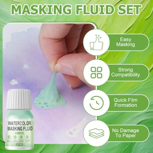 WANJAO Blue Masking Fluid for Watercolor Painting, Fast Drying Easy Peel