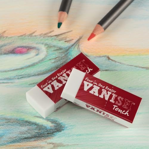 Acurit Vanish Touch Artist Eraser, Latex-Free, 24 Pack - Soft, Flexible Pencil Erasers, Sketching Supplies W/Protective Sleeve - Graphite, Charcoal, Pastel Compatible
